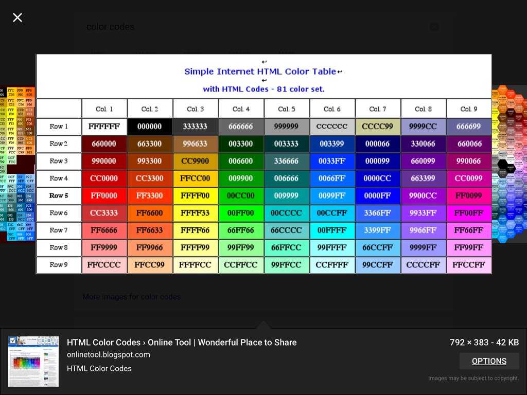 Таблица цветов html (css и rgb). коды цветов html для сайта