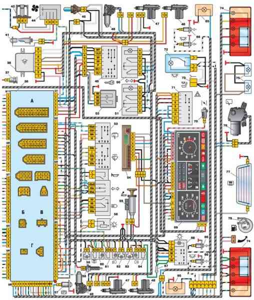 Электросхема ваз-2109 инжектор с высокой и низкой панелью: описание, особенности контрольных датчиков, фото, особенности эксплуатации и ремонта автомобиля