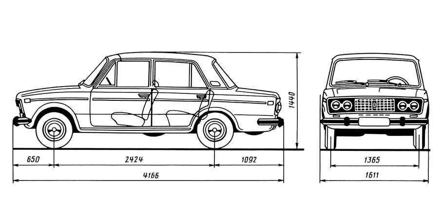 Габариты ваз 2107 схема