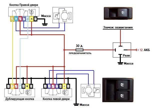 Как подключить стеклоподъемники: кнопка стеклоподъемника, схема подключения стеклоподъемника